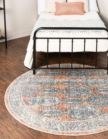 Brick Red 5' 2 x 5' 2 Lola Round Area Rug Polypropylene With Jute Backing Traditional Pattern Easy Clean Carpet for Home Interior Design for Sale at Rug Engine