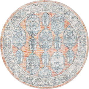 Brick Red 5' 2 x 5' 2 Lola Round Area Rug Polypropylene With Jute Backing Traditional Pattern Easy Clean Carpet for Home Interior Design for Sale at Rug Engine