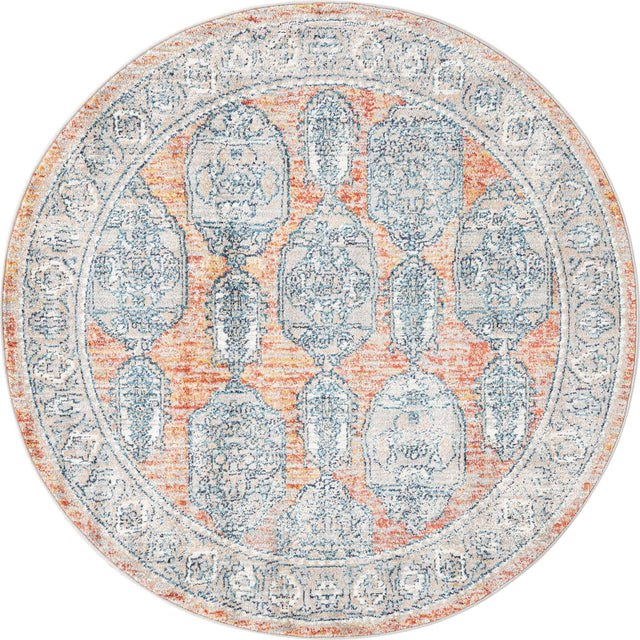 Brick Red 5' 2 x 5' 2 Lola Round Area Rug Polypropylene With Jute Backing Traditional Pattern Easy Clean Carpet for Home Interior Design for Sale at Rug Engine
