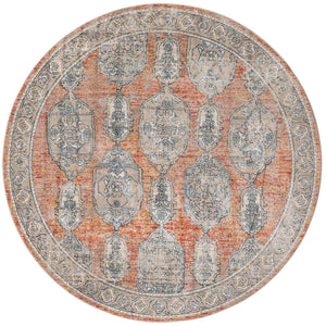 Brick Red 7' 10 x 7' 10 Lola Round Area Rug Polypropylene With Jute Backing Traditional Pattern Easy Clean Carpet for Home Interior Design for Sale at Rug Engine