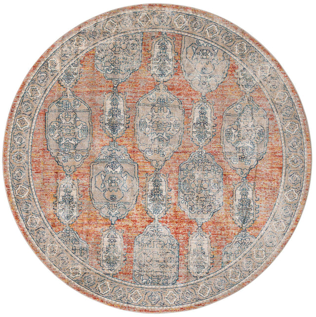Brick Red 7' 10 x 7' 10 Lola Round Area Rug Polypropylene With Jute Backing Traditional Pattern Easy Clean Carpet for Home Interior Design for Sale at Rug Engine