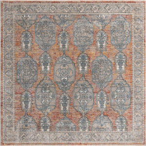 Brick Red 7' 10 x 7' 10 Lola Square Area Rug Polypropylene With Jute Backing Traditional Pattern Easy Clean Carpet for Home Interior Design for Sale at Rug Engine