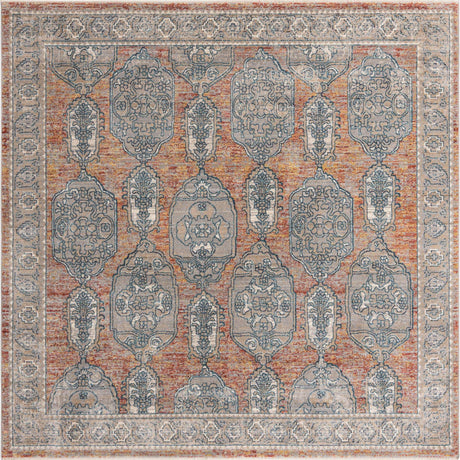 Brick Red 7' 10 x 7' 10 Lola Square Area Rug Polypropylene With Jute Backing Traditional Pattern Easy Clean Carpet for Home Interior Design for Sale at Rug Engine