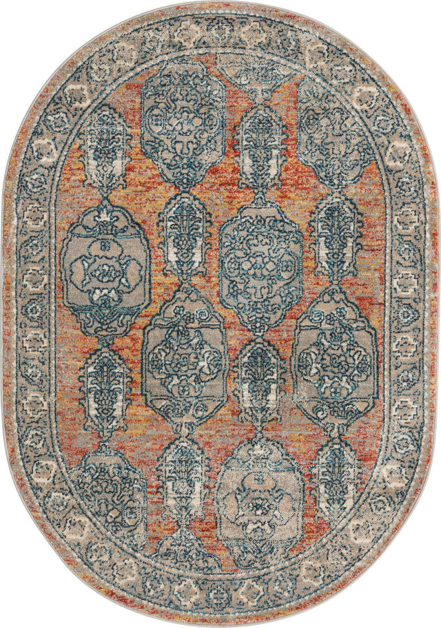 Brick Red 3' 11 x 5' 11 Lola Oval Area Rug Polypropylene With Jute Backing Traditional Pattern Easy Clean Carpet for Home Interior Design for Sale at Rug Engine