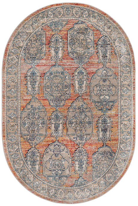 Brick Red 5' 3 x 8' Lola Oval Area Rug Polypropylene With Jute Backing Traditional Pattern Easy Clean Carpet for Home Interior Design for Sale at Rug Engine