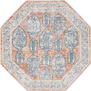 Brick Red 5' x 5' Lola Octagon Area Rug Polypropylene With Jute Backing Traditional Pattern Easy Clean Carpet for Home Interior Design for Sale at Rug Engine