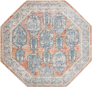 Brick Red 5' x 5' Lola Octagon Area Rug Polypropylene With Jute Backing Traditional Pattern Easy Clean Carpet for Home Interior Design for Sale at Rug Engine