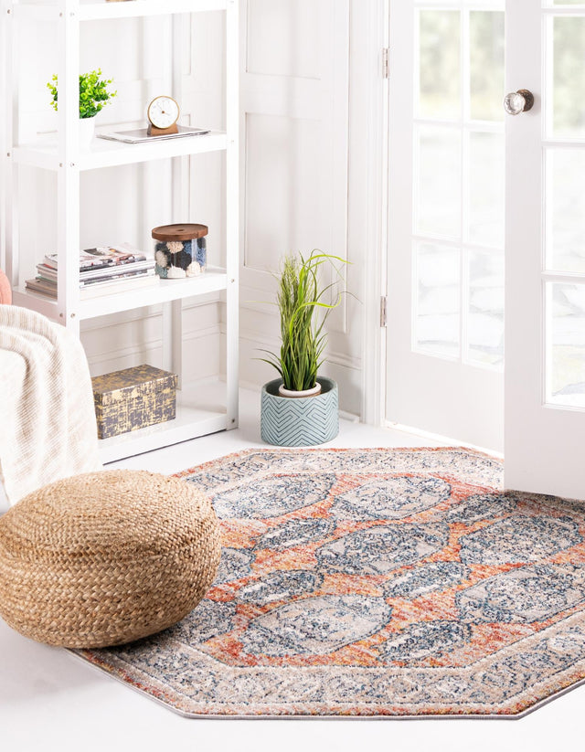 Brick Red 3' 11 x 3' 11 Lola Octagon Area Rug Polypropylene With Jute Backing Traditional Pattern Easy Clean Carpet for Home Interior Design for Sale at Rug Engine