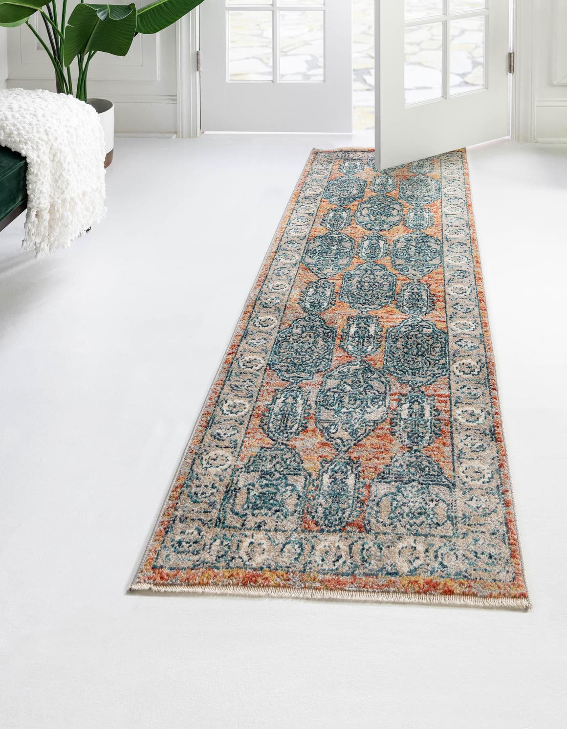 Brick Red 2' x 8' Lola Runner Area Rug Polypropylene With Jute Backing Traditional Pattern Easy Clean Carpet for Home Interior Design for Sale at Rug Engine