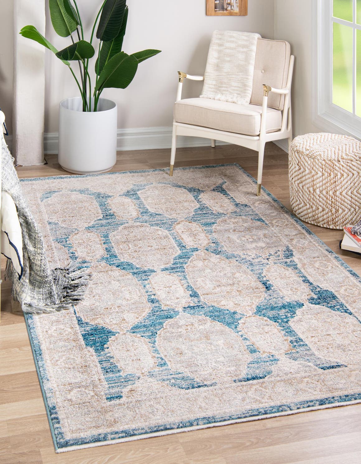 Blue 10' x 12' 4 Lola Rectangle Area Rug Polypropylene With Jute Backing Traditional Pattern Easy Clean Carpet for Home Interior Design for Sale at Rug Engine