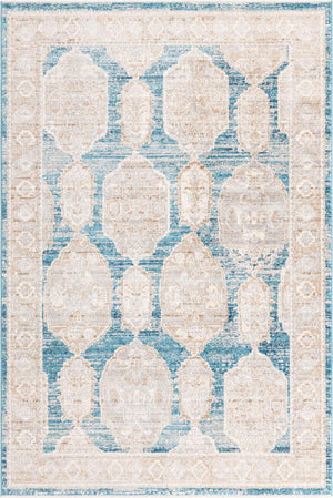 Blue 5' 3 x 8' Lola Rectangle Area Rug Polypropylene With Jute Backing Traditional Pattern Easy Clean Carpet for Home Interior Design for Sale at Rug Engine