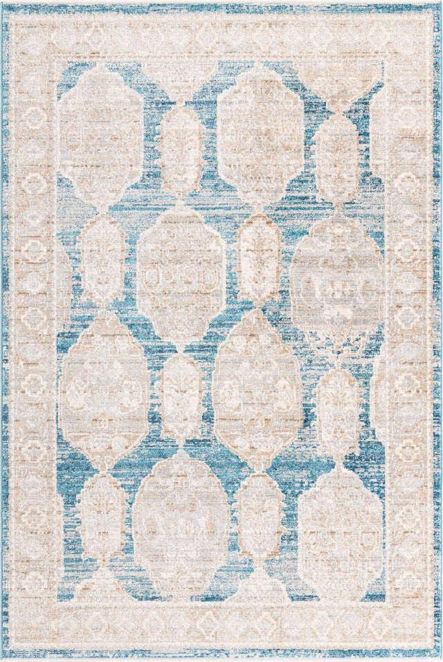 Blue 5' 3 x 8' Lola Rectangle Area Rug Polypropylene With Jute Backing Traditional Pattern Easy Clean Carpet for Home Interior Design for Sale at Rug Engine