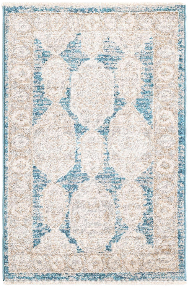 Blue 2' x 3' Lola Rectangle Area Rug Polypropylene With Jute Backing Traditional Pattern Easy Clean Carpet for Home Interior Design for Sale at Rug Engine