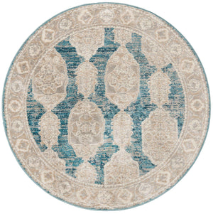 Blue 3' 11 x 3' 11 Lola Round Area Rug Polypropylene With Jute Backing Traditional Pattern Easy Clean Carpet for Home Interior Design for Sale at Rug Engine