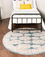 Blue 5' 2 x 5' 2 Lola Round Area Rug Polypropylene With Jute Backing Traditional Pattern Easy Clean Carpet for Home Interior Design for Sale at Rug Engine