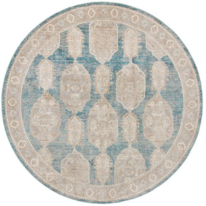 Blue 7' 10 x 7' 10 Lola Round Area Rug Polypropylene With Jute Backing Traditional Pattern Easy Clean Carpet for Home Interior Design for Sale at Rug Engine