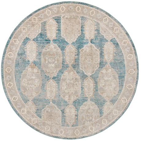 Blue 7' 10 x 7' 10 Lola Round Area Rug Polypropylene With Jute Backing Traditional Pattern Easy Clean Carpet for Home Interior Design for Sale at Rug Engine