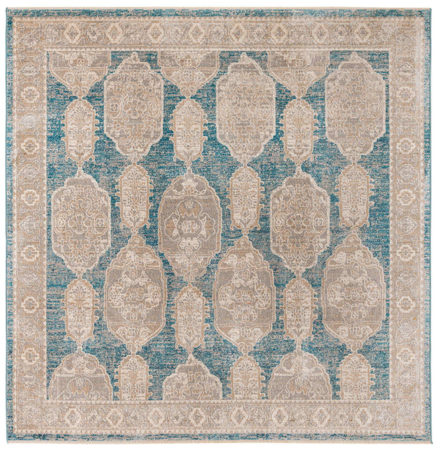 Blue 7' 10 x 7' 10 Lola Square Area Rug Polypropylene With Jute Backing Traditional Pattern Easy Clean Carpet for Home Interior Design for Sale at Rug Engine