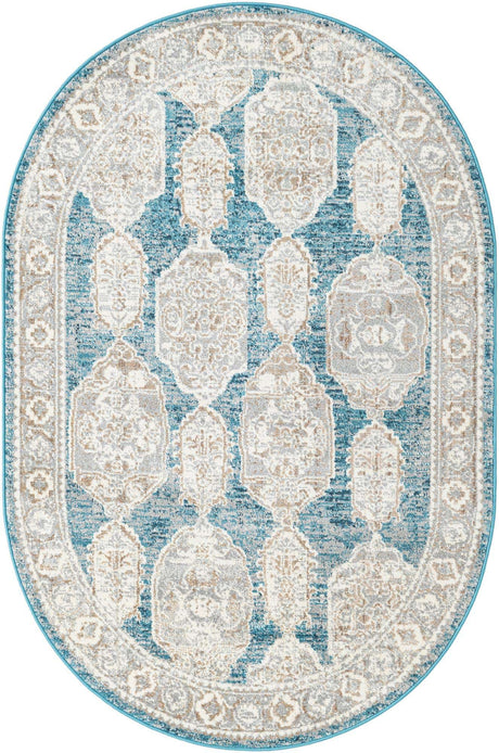 Blue 3' 11 x 5' 11 Lola Oval Area Rug Polypropylene With Jute Backing Traditional Pattern Easy Clean Carpet for Home Interior Design for Sale at Rug Engine
