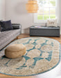 Blue 7' 10 x 10' 2 Lola Oval Area Rug Polypropylene With Jute Backing Traditional Pattern Easy Clean Carpet for Home Interior Design for Sale at Rug Engine