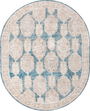Blue 7' 10 x 10' 2 Lola Oval Area Rug Polypropylene With Jute Backing Traditional Pattern Easy Clean Carpet for Home Interior Design for Sale at Rug Engine