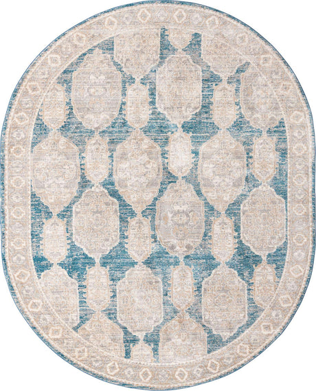 Blue 7' 10 x 10' 2 Lola Oval Area Rug Polypropylene With Jute Backing Traditional Pattern Easy Clean Carpet for Home Interior Design for Sale at Rug Engine