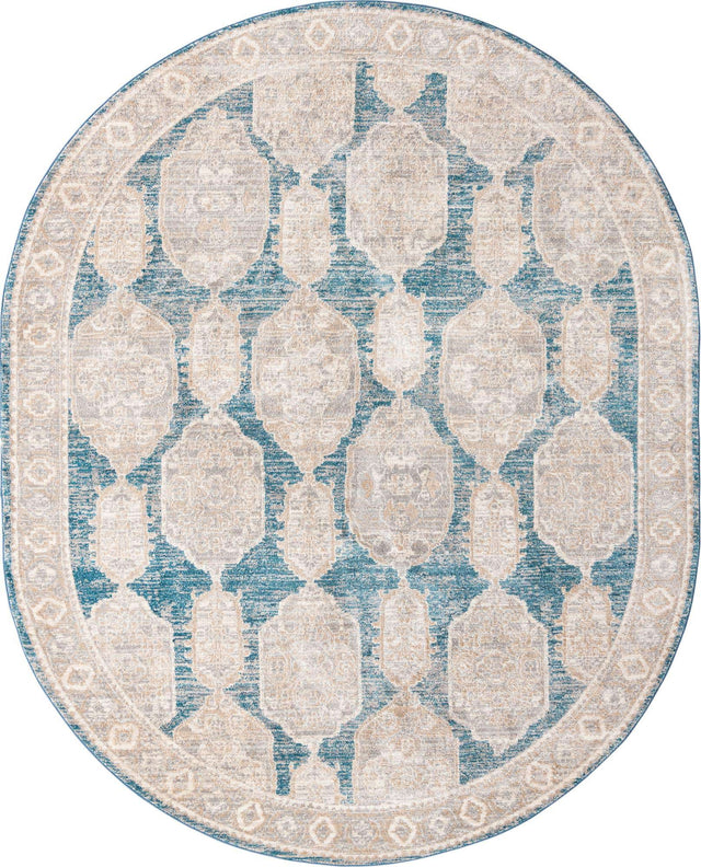 Blue 7' 10 x 10' 2 Lola Oval Area Rug Polypropylene With Jute Backing Traditional Pattern Easy Clean Carpet for Home Interior Design for Sale at Rug Engine