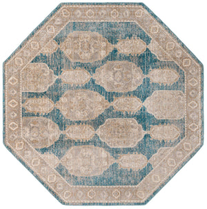 Blue 7' 10 x 7' 10 Lola Octagon Area Rug Polypropylene With Jute Backing Traditional Pattern Easy Clean Carpet for Home Interior Design for Sale at Rug Engine