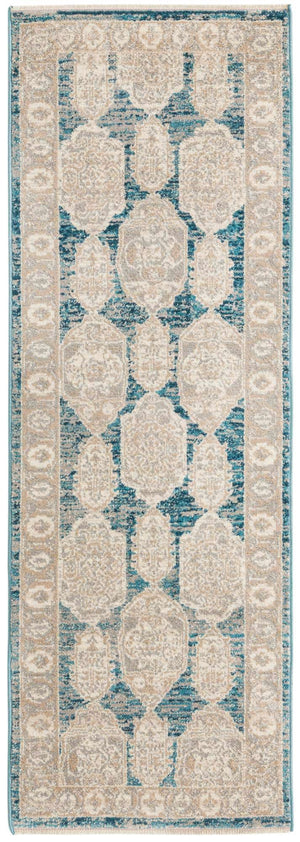 Blue 2' x 5' 11 Lola Runner Area Rug Polypropylene With Jute Backing Traditional Pattern Easy Clean Carpet for Home Interior Design for Sale at Rug Engine