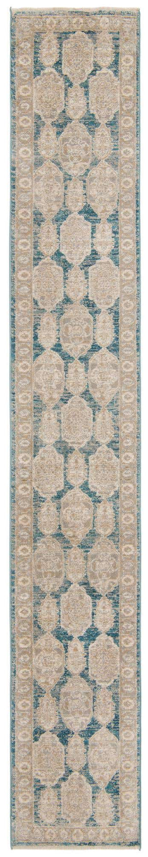 Blue 2' x 13' Lola Runner Area Rug Polypropylene With Jute Backing Traditional Pattern Easy Clean Carpet for Home Interior Design for Sale at Rug Engine