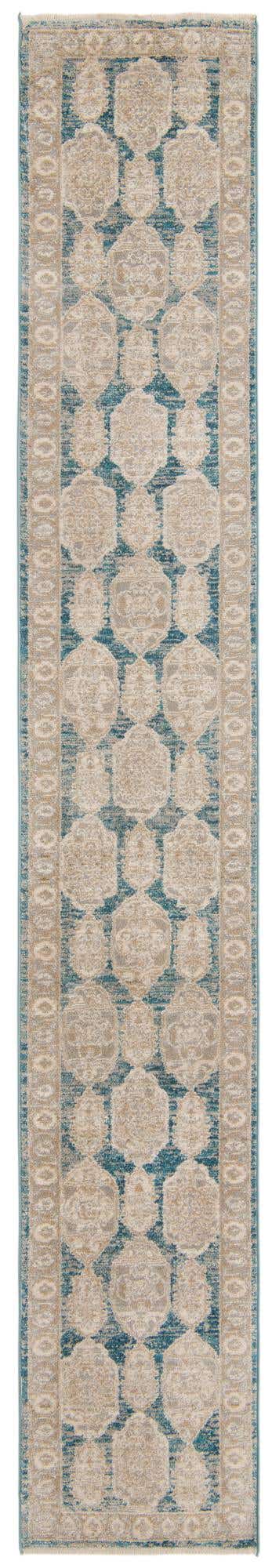 Blue 2' x 13' Lola Runner Area Rug Polypropylene With Jute Backing Traditional Pattern Easy Clean Carpet for Home Interior Design for Sale at Rug Engine