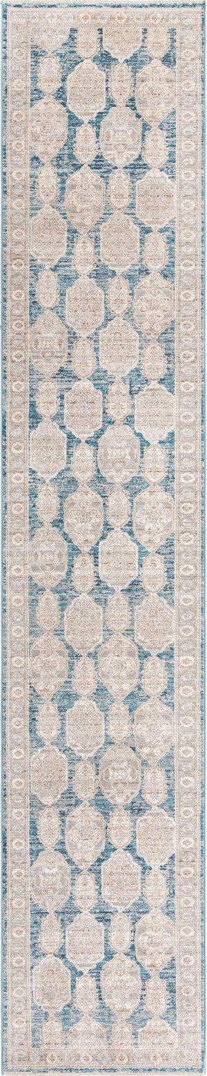 Blue 2' 11 x 16' 5 Lola Runner Area Rug Polypropylene With Jute Backing Traditional Pattern Easy Clean Carpet for Home Interior Design for Sale at Rug Engine