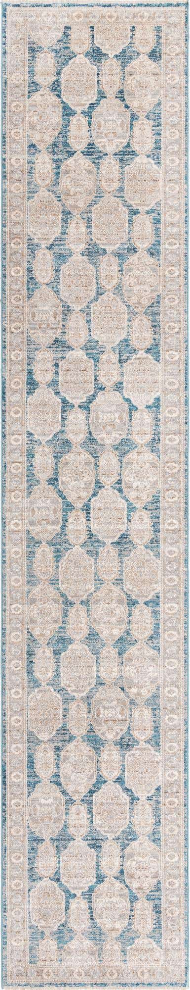 Blue 2' 11 x 16' 5 Lola Runner Area Rug Polypropylene With Jute Backing Traditional Pattern Easy Clean Carpet for Home Interior Design for Sale at Rug Engine