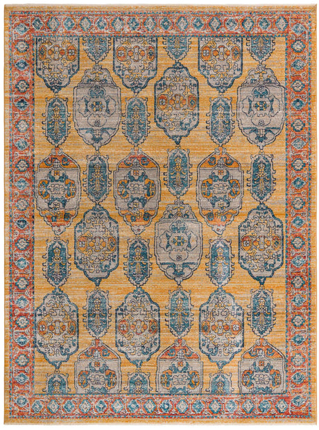 Yellow 9' x 12' Lola Rectangle Area Rug Polypropylene With Jute Backing Traditional Pattern Easy Clean Carpet for Home Interior Design for Sale at Rug Engine