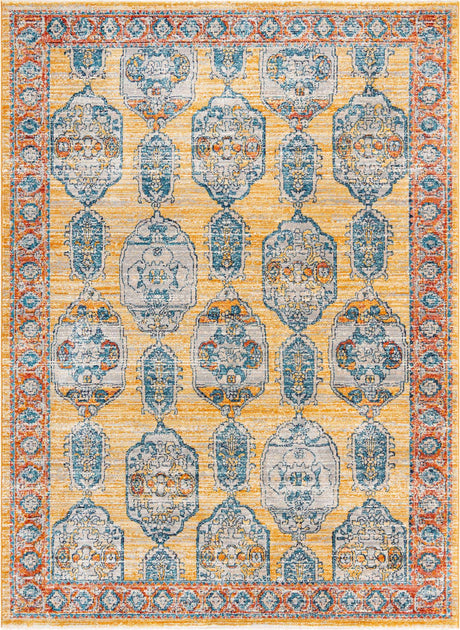 Yellow 7' x 10' 2 Lola Rectangle Area Rug Polypropylene With Jute Backing Traditional Pattern Easy Clean Carpet for Home Interior Design for Sale at Rug Engine