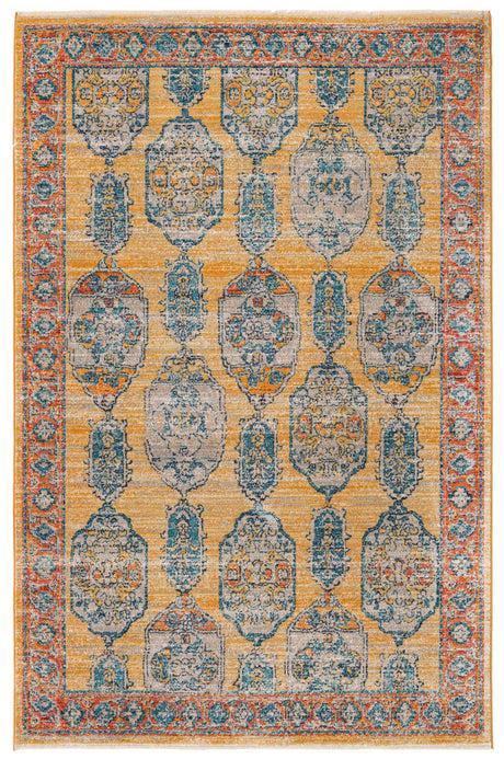 Yellow 6' x 9' 2 Lola Rectangle Area Rug Polypropylene With Jute Backing Traditional Pattern Easy Clean Carpet for Home Interior Design for Sale at Rug Engine