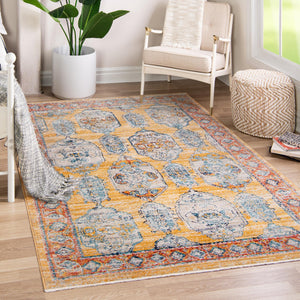 Yellow 10' x 12' 4 Lola Rectangle Area Rug Polypropylene With Jute Backing Traditional Pattern Easy Clean Carpet for Home Interior Design for Sale at Rug Engine