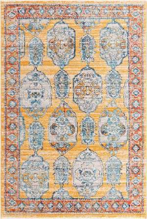 Yellow 5' 3 x 8' Lola Rectangle Area Rug Polypropylene With Jute Backing Traditional Pattern Easy Clean Carpet for Home Interior Design for Sale at Rug Engine