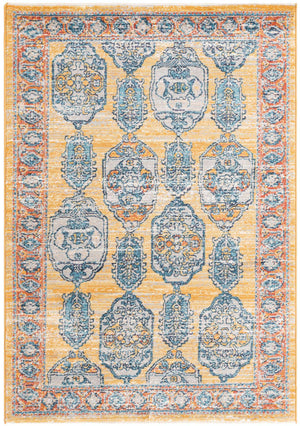 Yellow 3' 11 x 5' 11 Lola Rectangle Area Rug Polypropylene With Jute Backing Traditional Pattern Easy Clean Carpet for Home Interior Design for Sale at Rug Engine