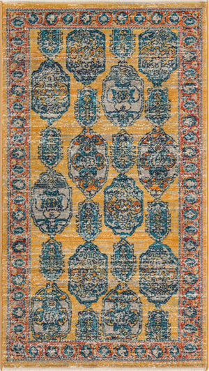 Yellow 2' 11 x 5' 3 Lola Rectangle Area Rug Polypropylene With Jute Backing Traditional Pattern Easy Clean Carpet for Home Interior Design for Sale at Rug Engine