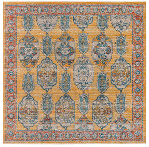 Yellow 7' 10 x 7' 10 Lola Square Area Rug Polypropylene With Jute Backing Traditional Pattern Easy Clean Carpet for Home Interior Design for Sale at Rug Engine