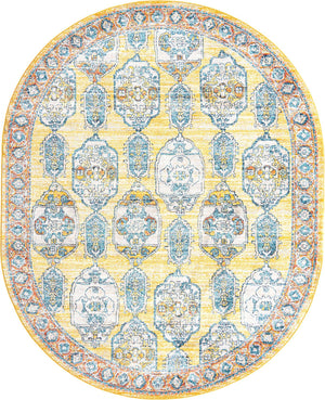 Yellow 7' 10 x 10' 2 Lola Oval Area Rug Polypropylene With Jute Backing Traditional Pattern Easy Clean Carpet for Home Interior Design for Sale at Rug Engine
