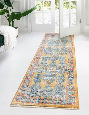 Yellow 2' 11 x 16' 5 Lola Runner Area Rug Polypropylene With Jute Backing Traditional Pattern Easy Clean Carpet for Home Interior Design for Sale at Rug Engine