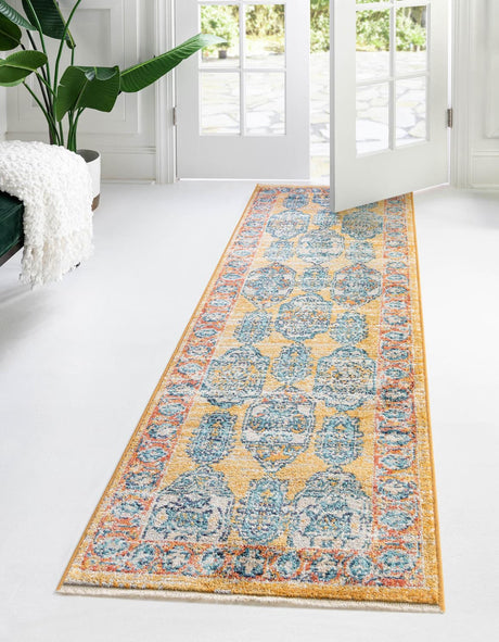 Yellow 2' x 5' 11 Lola Runner Area Rug Polypropylene With Jute Backing Traditional Pattern Easy Clean Carpet for Home Interior Design for Sale at Rug Engine