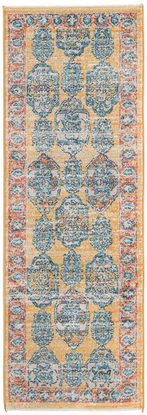 Yellow 2' x 5' 11 Lola Runner Area Rug Polypropylene With Jute Backing Traditional Pattern Easy Clean Carpet for Home Interior Design for Sale at Rug Engine