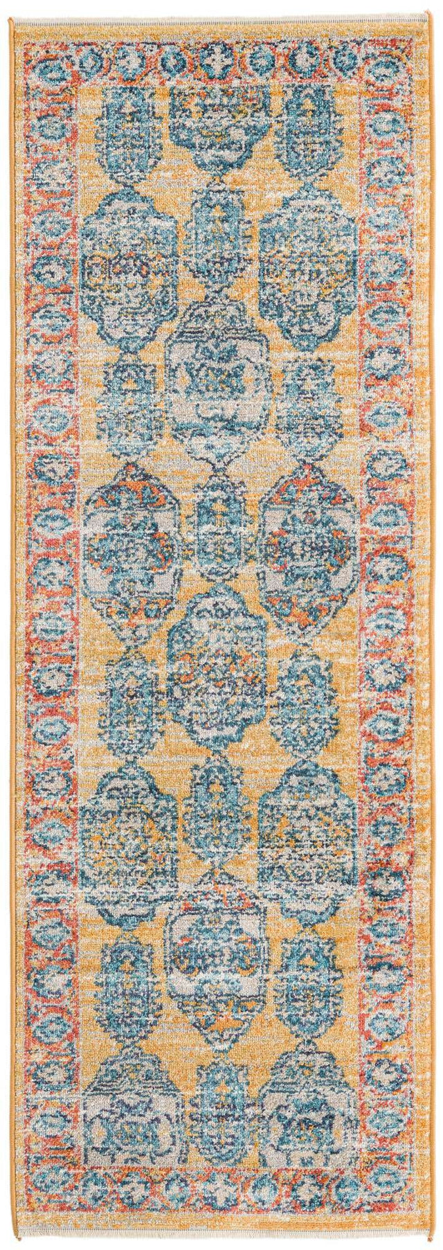 Yellow 2' x 5' 11 Lola Runner Area Rug Polypropylene With Jute Backing Traditional Pattern Easy Clean Carpet for Home Interior Design for Sale at Rug Engine