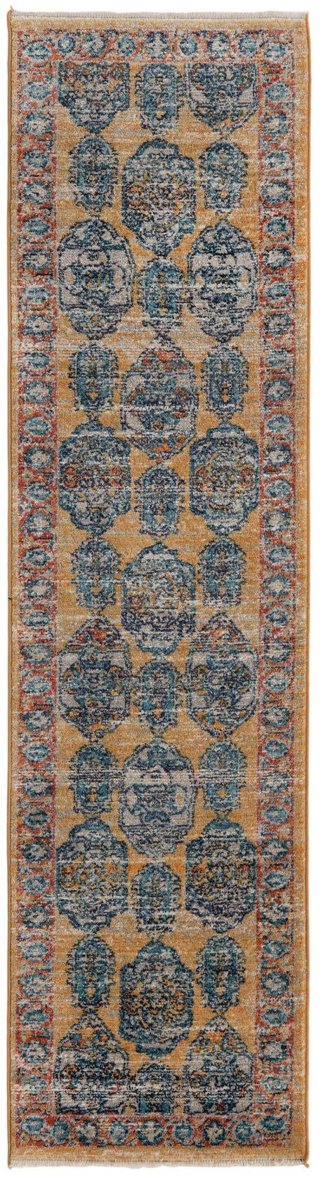 Yellow 2' x 8' Lola Runner Area Rug Polypropylene With Jute Backing Traditional Pattern Easy Clean Carpet for Home Interior Design for Sale at Rug Engine