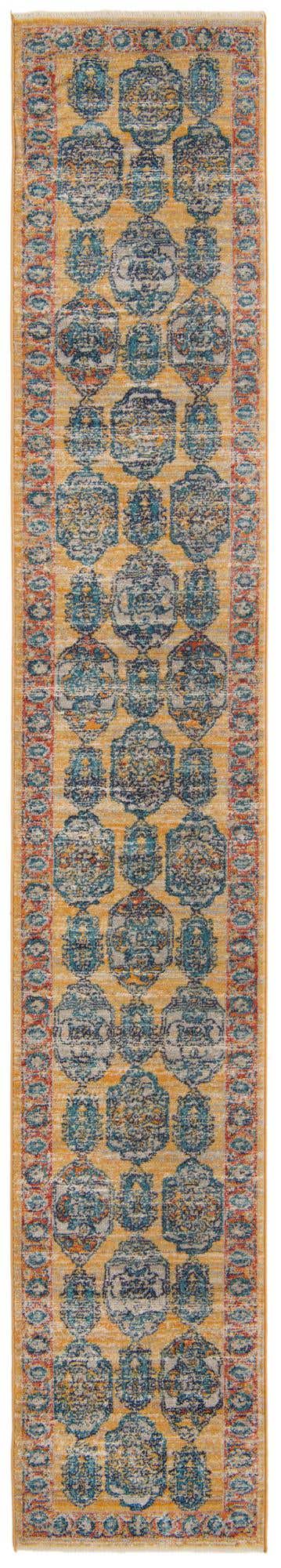 Yellow 2' x 13' Lola Runner Area Rug Polypropylene With Jute Backing Traditional Pattern Easy Clean Carpet for Home Interior Design for Sale at Rug Engine