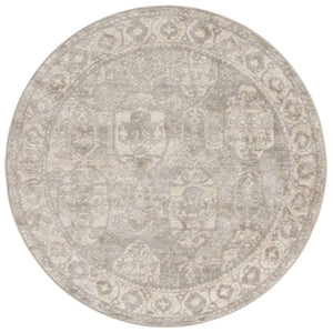 Gray 3' 11 x 3' 11 Lola Round Area Rug Polypropylene With Jute Backing Traditional Pattern Easy Clean Carpet for Home Interior Design for Sale at Rug Engine