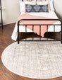 Gray 7' 10 x 7' 10 Lola Round Area Rug Polypropylene With Jute Backing Traditional Pattern Easy Clean Carpet for Home Interior Design for Sale at Rug Engine